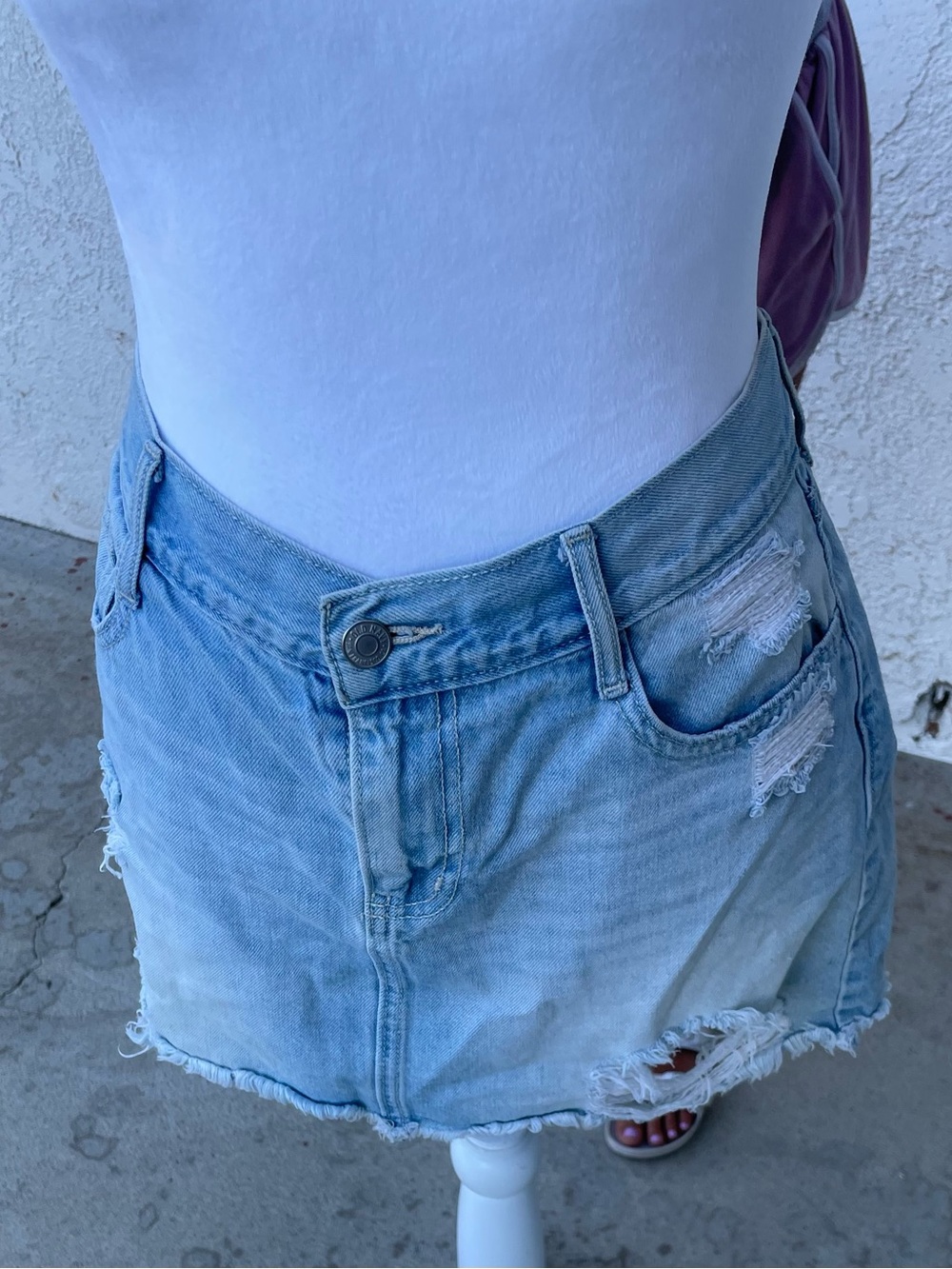 Old Navy Light Blue Distressed Jean Skirt